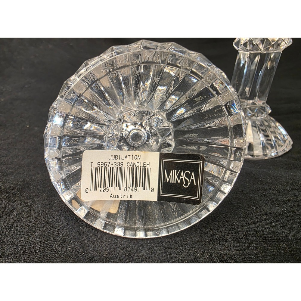 Mikasa Jubilation Crystal Candlestick Holders Set of 2 Austria T 9967-339 4.5in - Picture 2 of 4